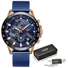 Load image into Gallery viewer, Relojes LIGE Mens Watches Top Brand Luxury Fashion Blue Business Quartz Watch Men Stainless Steel Waterproof Military Watch Male